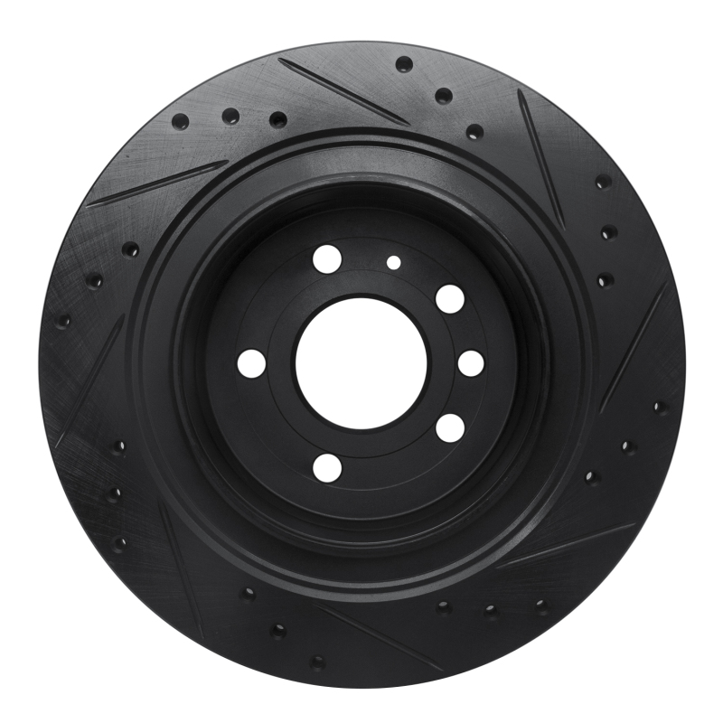 Saab 9-5 Brake Rotor (1) - Rear Left - R1 Concepts - Drilled & Slotted - Black - `02-`10